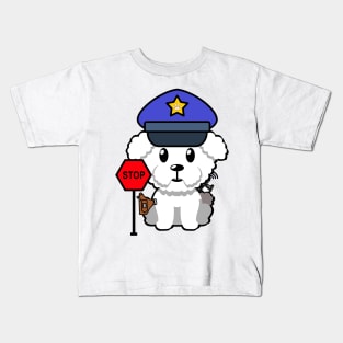 Cute furry dog is a police Kids T-Shirt